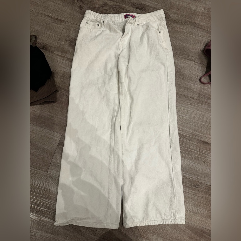 Edikted White Wide Leg Jeans